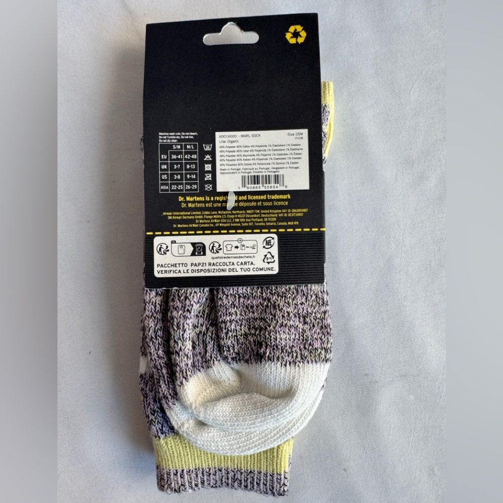 Dr. Martens Lilac Organic Short Marl Cotton Blend Socks Size S/M - Picture 4 of 8